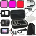 Комплект аксессуаров для водонепроницаемого чехла GoPro Hero 8 Black, защитное закаленное стекло, цветной фильтр, плавающая противотуманная вставка для Gopro8