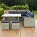 Набор садовой мебели, Комплект мебели Версаль на 7 персон угловой, искусственный ротанг, серый, для дачи, кафе и ресторанов