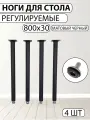 Опора (ножка) регулируемая для стола d30*h800 мм, черная (4 шт. в комплекте)
