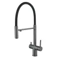 Смеситель для кухни с гибким изливом и подключением фильтра Maretti Calabria CA31RGF11, оружейная сталь
