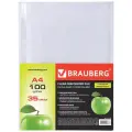 BRAUBERG папка-файл перфорированная Яблоко, А4, 100 шт., бесцветные