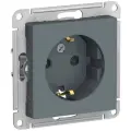 Механизм розетки Schneider Electric AtlasDesign с заземлением с защитными шторками грифель (комплект из 3 шт)