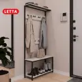 Вешалка напольная в прихожую Frame ЛДСП Белое тиснение, Черн. металл