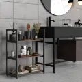 Стеллаж металлический напольный, DK_Loft, 3 полки, цвет черный/венге, 75х60х32 см