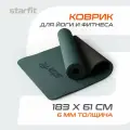 Коврик для йоги и фитнеса STARFIT FM-201 TPE, 0,6 см, 183x61 см, черный/холодный океан