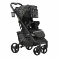 Прогулочная коляска Babalo/Baballo Future 2023 Серебряные полоски на черной раме, механическая спинка, с сумкой-рюкзаком для мамы, полная комплектация.