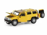 Машинка металлическая Hummer H3, желтый, 1:24, свет, звук, - JB1251127