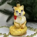 Irena-Co елочная игрушка, стекло Лисичка на хвостике сахар (10х7х6,5см)