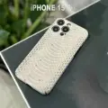 Чехол для IPhone 15 Pro из кожи змеи серый