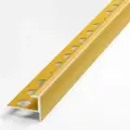 Профиль F-образный алюминиевый для плитки 10 мм Лука ПУ13, длина 2,7 м, анодированный золото 02л