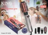 Фен-щетка для сушки волос KING KP-6020 с вращением, 5 насадок / Стайлер для завивки автоматический с ионизацией