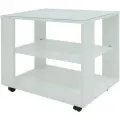 Стол журнальный Мебелик с стеклянной столешницей и полкой на колесиках BeautyStyle 5 цвет белый/Luminar 189