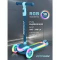 Самокат детский трехколесный CITYRIDE, дека с RGB подсветкой 32*13, колеса PU 120/76, руль выдвижной, CR-S4-09BL