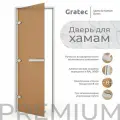 Дверь для хамам и сауны Gratec Estri Silver Premium, бронза Matelux матовое закаленное стекло 8 мм, левое открывание