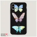 Черный матовый чехол на Apple iPhone XS Max / Айфон XS Max с принтом Акварельные бабочки