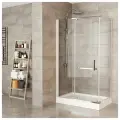 Душевое ограждение 100*100 см. Arena Square 100 из закаленного стекла 8 мм. с распашной дверью. Профиль и аксессуары хром (без поддона)