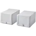 Кофр для обуви икеа для обуви хеммафиксаре, IKEA HEMMAFIXARE ткань в полоску белый/серый 2шт 005.039.25