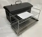 Двухъярусная коптильня с решеткой из пищевой нержавеющей стали и низкой крышкой