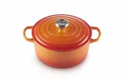 Чугунная эмалированная кастрюля с крышкой, 24 см, 4.2 л, Le Creuset, Огненная лава(Flame) -lj