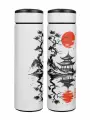 Термос «Японский пейзаж, пагода и бонсай на горе» (белый)