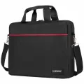 Сумка-портфель HEIKKI MAXIMUM, с отделением для ноутбука 17,3, черная с красной вставкой, 34х44х6 см (272591)