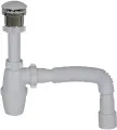 Сифон белый с донным клапаном универсальным хром с белой керамической накладкой КН042
