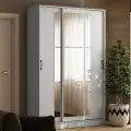 Шкаф-купе 140см с зеркалом, раздвижные двери, штанга для вешалок