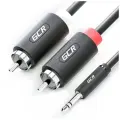 Экранированный кабель переходник Jack 3.5mm 2 х RCA GCR 7.5м для прослушивания музыки черный аудио кабель Jack RCA