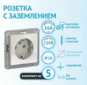Механизм розетки Schneider Electric AtlasDesign с заземлением жемчуг (комплект из 5 шт)