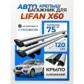 Багажник на рейлинги для Lifan X60 (Лифан Х60), Крепыш Крыло серебристое