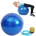 Фитбол полумассажный 65 см 900гр (с насосом в комплекте), Синий