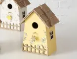 Подвесное декоративное украшение птичий теремок, дерево (МДФ), жёлтый, 22 см, Boltze 2045035-3
