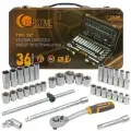 Набор инструментов 36 предметов 1/2 (6-гранные) (8-32мм, Cr-V) FORSTIME, в металлическом кейсе