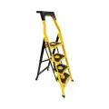 Стремянка Стальная Mandegar Sama Желтого Цвета С 4 Широкими Ступенями , Рабочая Высота 2.95 М, Нагрузка 150 Кг.