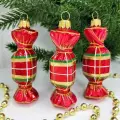 Irena-Co Набор елочных игрушек, стекло Три конфеты - 8,5х3,5х3,5см - 3шт
