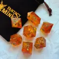 Дайсы ручной работы (игральные кости, кубики) для Dungeons and Dragons, Pathfinder RPG (набор 7шт) Golden Fall