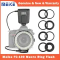 Meike FC-100 FC100 ручная светодиодная макро-Кольцевая вспышка фотовспышка с 7 переходными кольцами для цифровой зеркальной камеры Canon Nikon Olympus Pentax