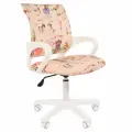 Детское компьютерное кресло CHAIRMAN KIDS 103 LT в белом пластике, велюр, принт принцессы, стул школьника с газлифтом