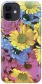 Силиконовый чехол на Apple iPhone 12 / 12 Pro / Эпл Айфон 12 / 12 Про с рисунком Разноцветные ромашки