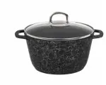 Кастрюля 4,5л со стеклянной крышкой, АП линия Грация (черный/серебро)