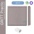 Умный беспроводной выключатель GRITT Practic 1кл. розовое золото комплект: 1 выкл. IP67, 1 реле 1000Вт 433 + WiFi с управлением со смартфона, A181101RGWF