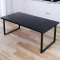Стол журнальный Loft со столешницей цвета черного оникса из массива сосны 40 мм и черными металлическими ножками, 130х70х50 см