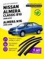 Дефлекторы боковых окон Nissan Almera classic B10 (Ниссан Альмера классик) 2006-2013, Almera N16 2000-2006, ветровики на двери автомобиля, ТТ