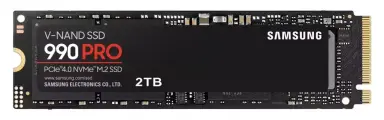 SSD накопитель Samsung 990 Pro, 2TB NVMe, M.2 2280, PCIe 4.0 x4 7450/6900, TBW 1200 (MZ-V9P2T0B/AM)