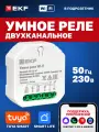 Умное реле в подрозетник 2 канала Wi-Fi EKF Connect с Алисой, Марусей и Салютом для управления