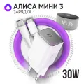 Зарядка белая (30W) с кабелем (Type-C / Type-C до 60W) для Умной колонки Станция Мини 3 с Алисой на YandexGPT