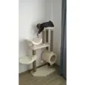 Игровой комплекс с тоннелем, гамаком и лежанками из ковролина, для кошки, высота 150 см, цвет белый.