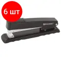 Комплект 6 шт, Степлер №24/6, 26/6 металлический BRAUBERG Office, до 30 листов, полнозагрузочный, черный, 228610