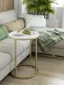 Стол журнальный REGENT style, круглый, приставной, белый мрамор/золотой, 50х50х65 см