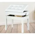 Банкетка для пианино, синтезатора регулируемая белая c отсеком для хранения / стул пианиста
